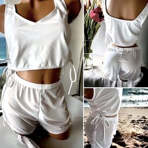 2-piece l Custom Swimwear Set l Lace-up l Bathing suit top l Sheer Shorts l L